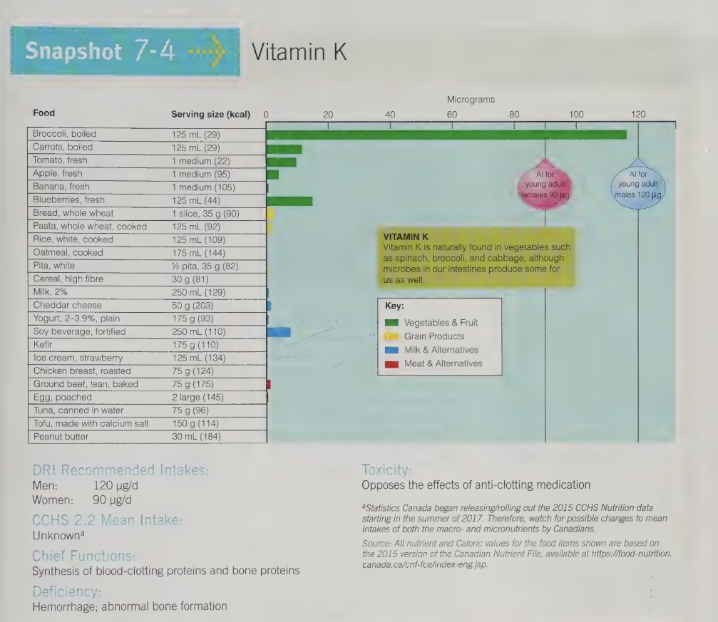 <ul><li><p>richest plant food sources include dark leafy green veggies, spinach and coloured green, cabbage family</p></li><li><p>vegetable oil like canola and vegetable</p></li><li><p>beans and legumes</p></li><li><p>fortified cereal</p></li><li><p>reaches animal sure is liver, milk and eggs contribute small amounts</p></li></ul><p></p>