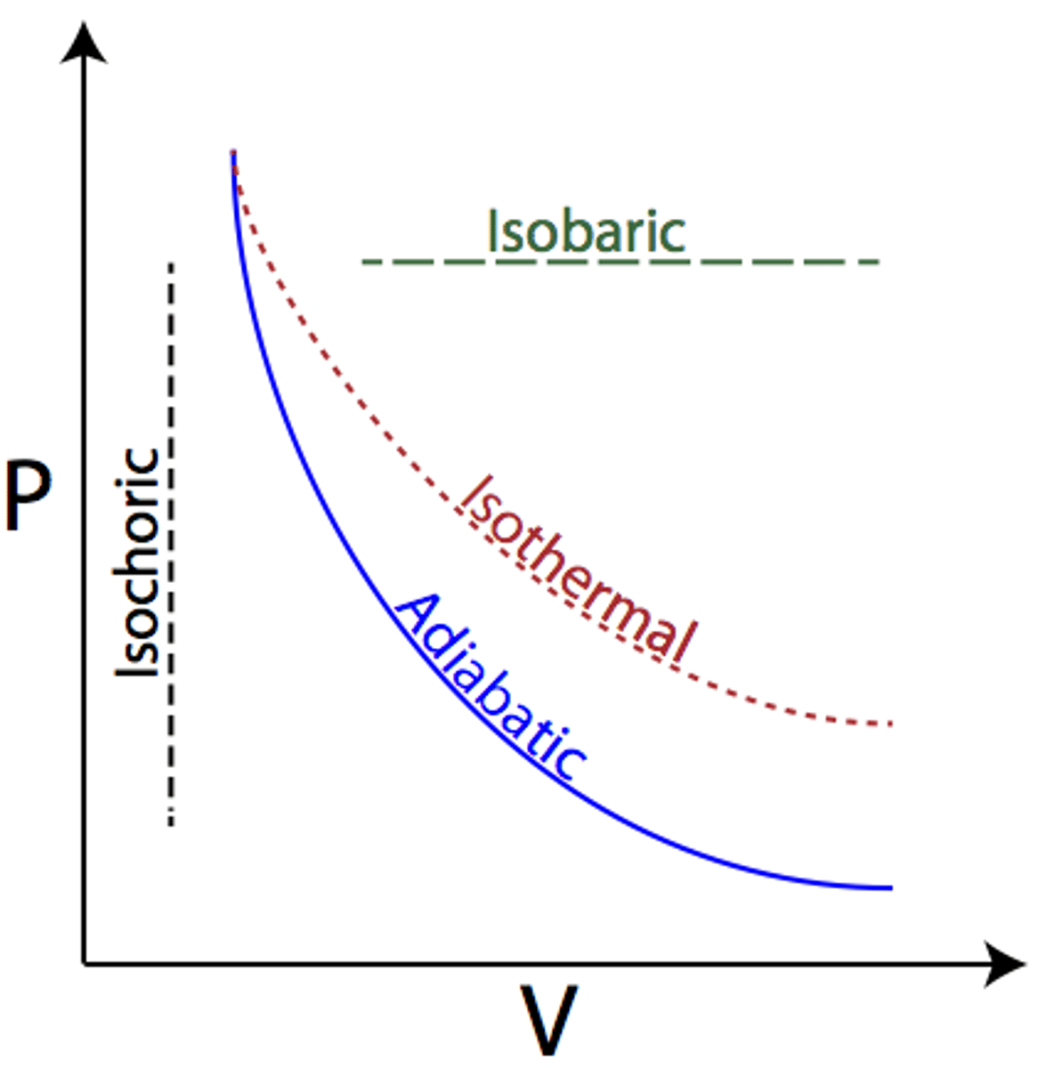 <p>A process in which no heat is transferred to or from the system by its surroundings</p><p>When Q = 0, the first law simplifies to ΔU = -W (the change in internal energy of the system is equal to work done on the system)</p>