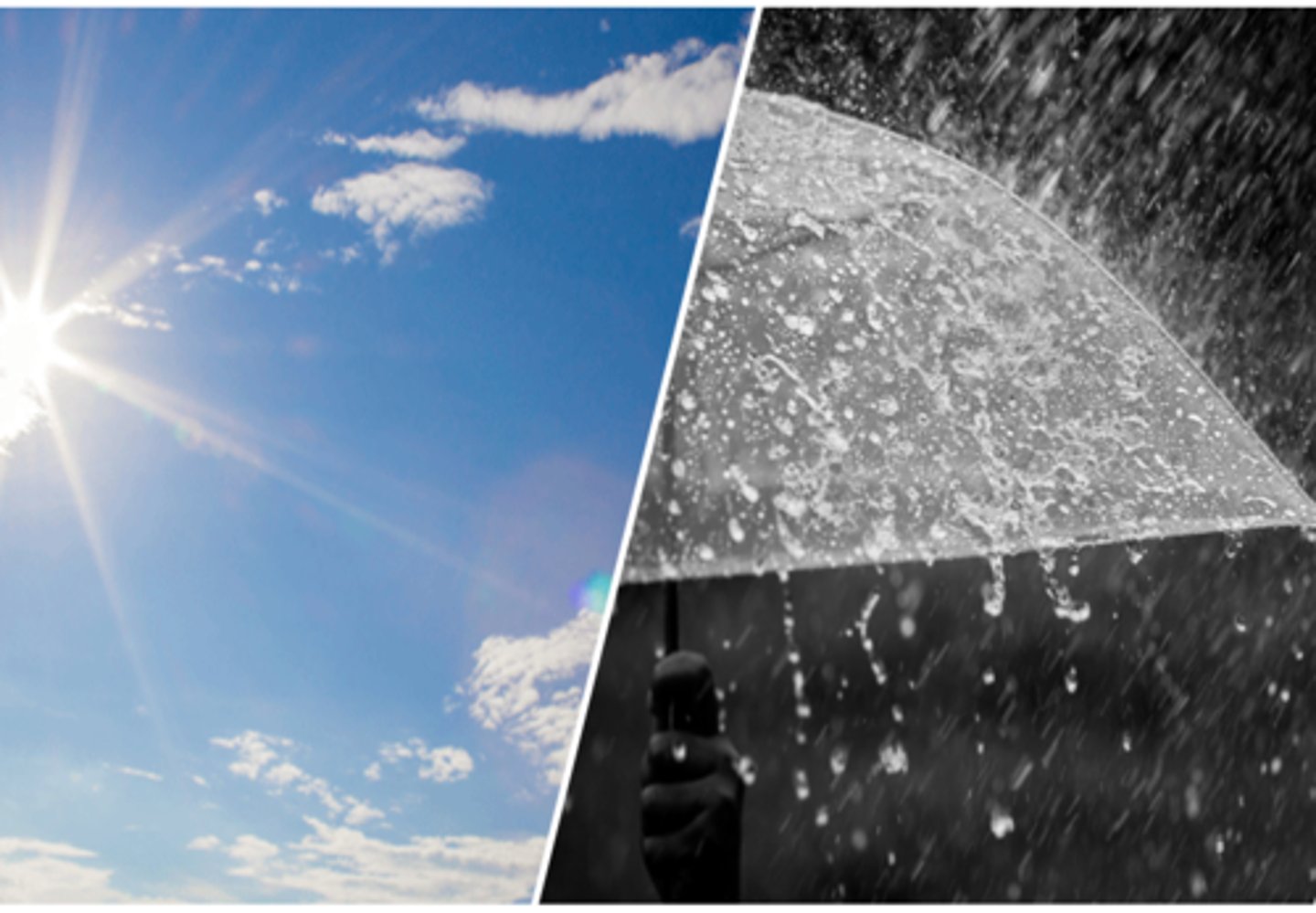 <p>It's good weather/it's bad weather</p>