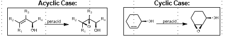 <p>Required allylic alcohol</p><p>Stereoselective, directed by H-bonding between alcohol and peracid </p><p></p>