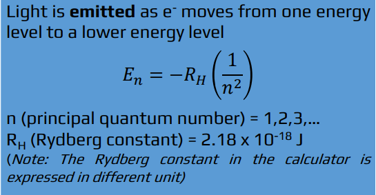 <p>Light is emitted as e - moves from one energy level to a ___ energy level</p>