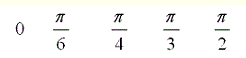 <p>Give values for cosx at</p>