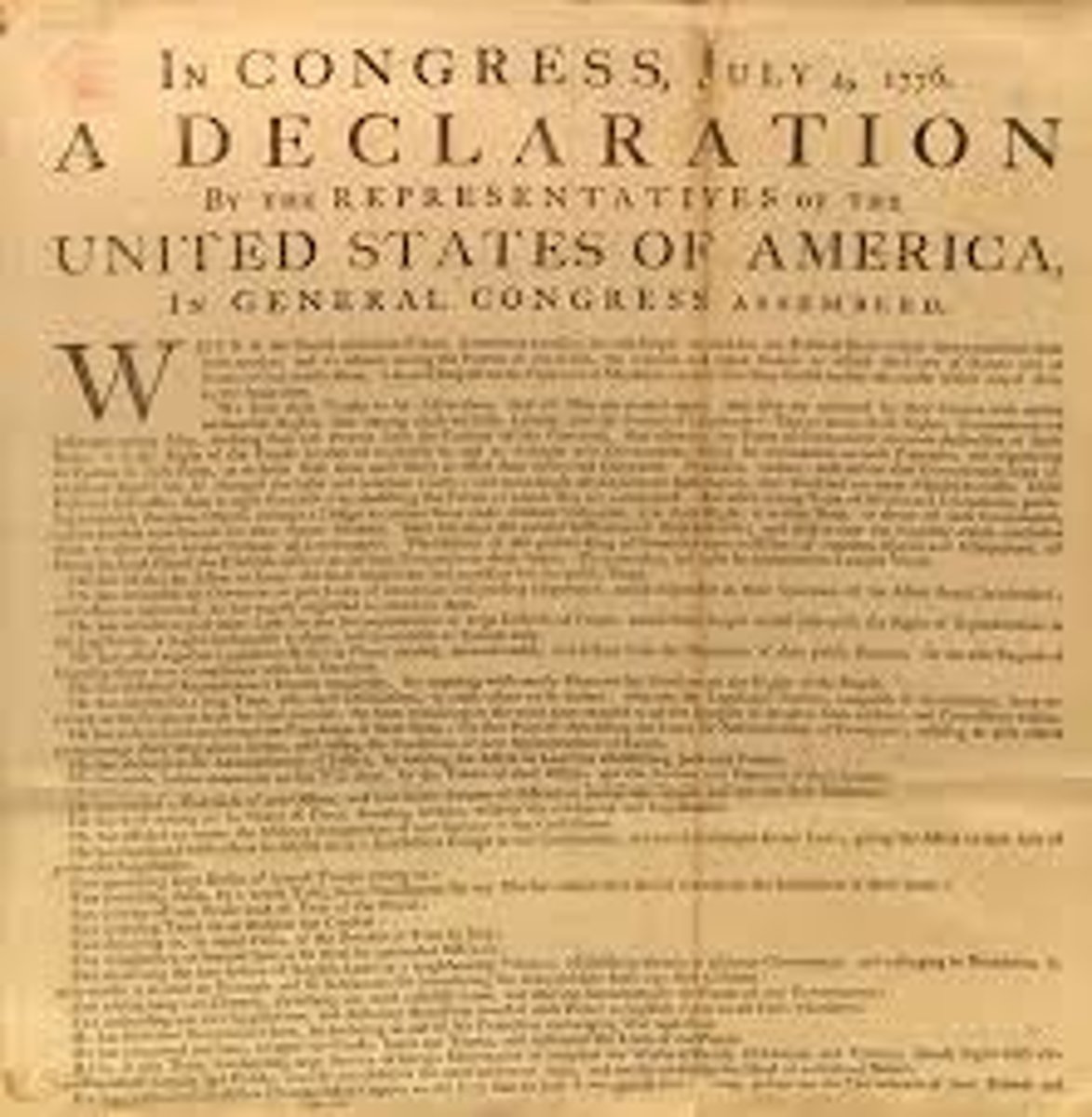 <p>the document recording the proclamation of the second Continental Congress (4 July 1776) asserting the independence of the colonies from Great Britain authored by Thomas Jefferson</p>