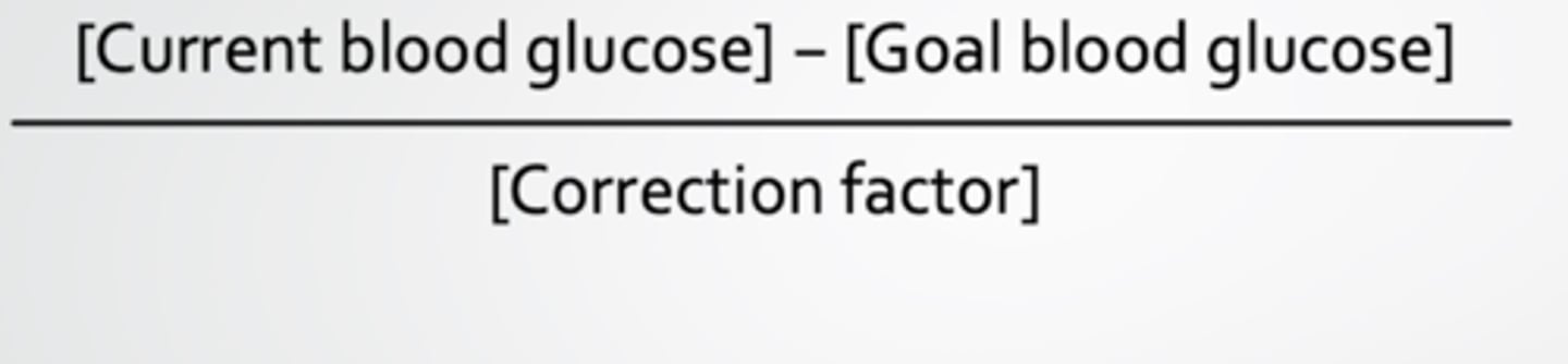 <p>calculates how much insulin should be injected to correct blood glucose back to goal</p>