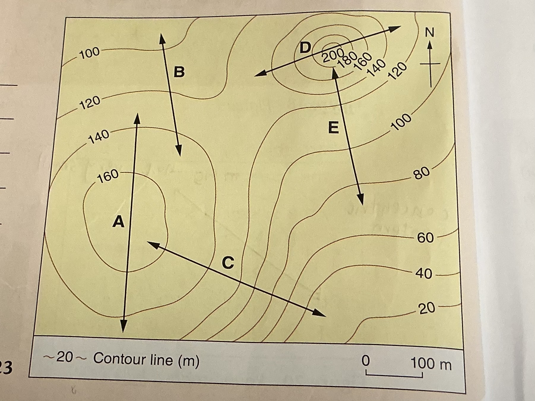 <p>What relief feature is B</p>
