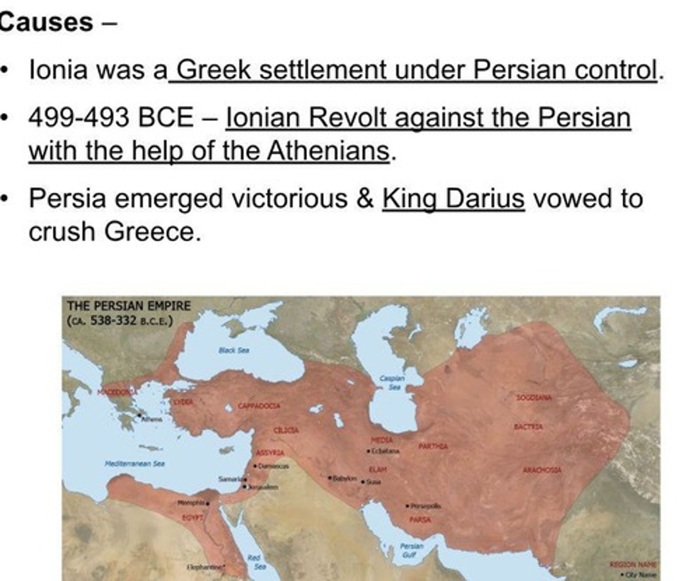 <p>Conflicts between Greece and Persia from 490-479 BCE</p>