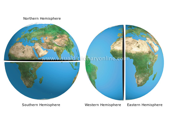 <p>Half of the earth</p>