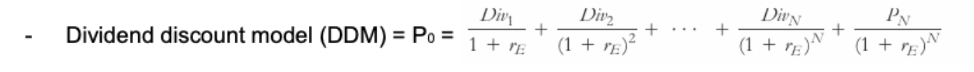 <p>Dividends are discounted for n periods then the FV is discounted for n by 1 + total expected return</p>