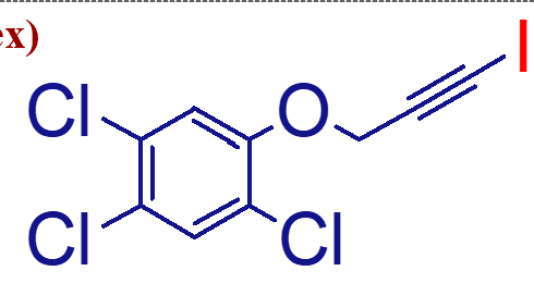 <p>important points of this molecule (haloprogin);</p>