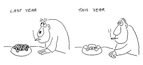 to reduce in size or amount (smoking / cigarettes / drinking / spending / production / etc.)