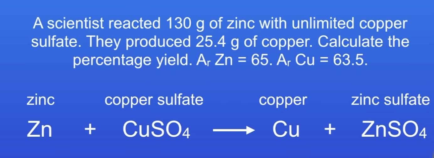 <p>Calculate % yield</p>