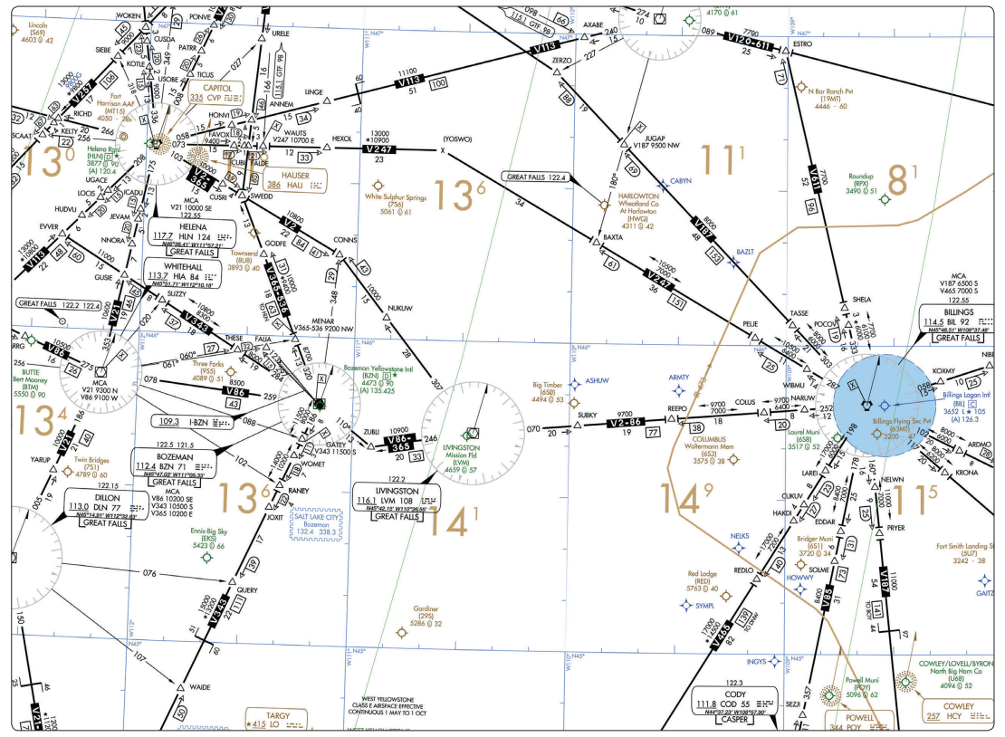 <p>In figure 78, what is the maximum altitude you may flight plan an IFR flight on V86 eastbound between Bozeman and billings VORTACS?</p>