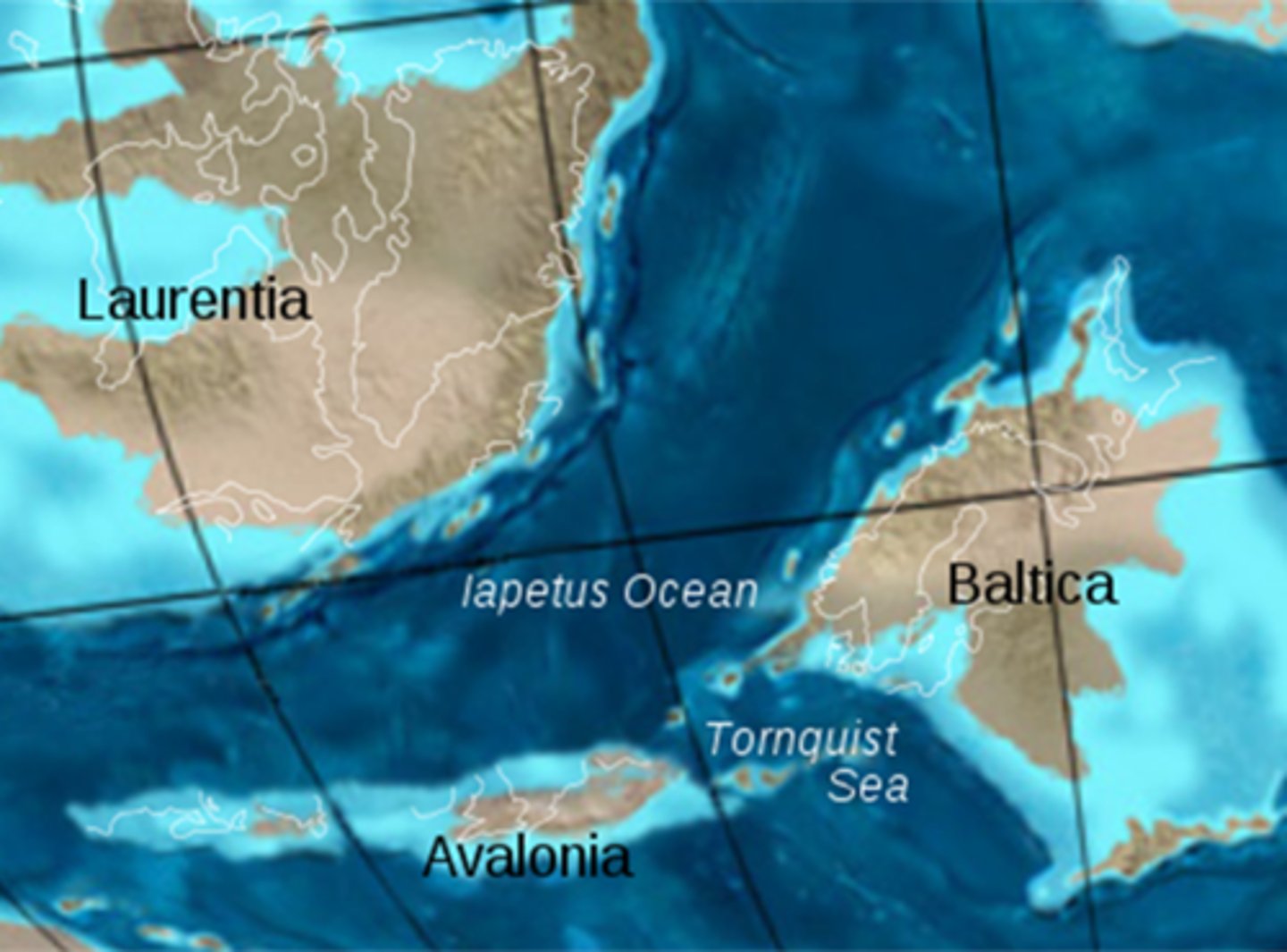 <ul><li><p>closed ocean between Laurentia and Baltica, forming the larger continent, Laurasia</p></li><li><p>formed Caledonian Mountains in northern Europe ~490-390 mya</p></li></ul>