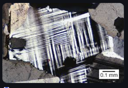 <p>Colorless, 2 planes @ 90 degrees, low relief, no pleochroism, 1st order Birefringence, parallel extinction, carlsbad twinning</p>