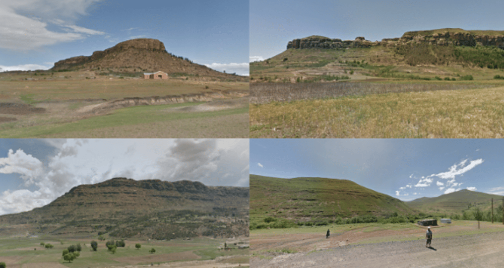 <p>Unique landscape</p><ul><li><p>bare/treeless mountains with unusual ‘table-top’ shape and rocky horizontal ridgelines</p></li></ul><p></p>
