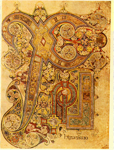 <p>First two letters of the name of Christ in greek (X+P) SPirals, Decor, Mice and cats abttele over the body of christ.</p>