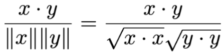 <ul><li><p><span style="background-color: transparent;">1 – cosine similarity</span></p></li><li><p><span style="background-color: transparent;">Inspects the angle between vectors</span></p></li></ul><p></p>