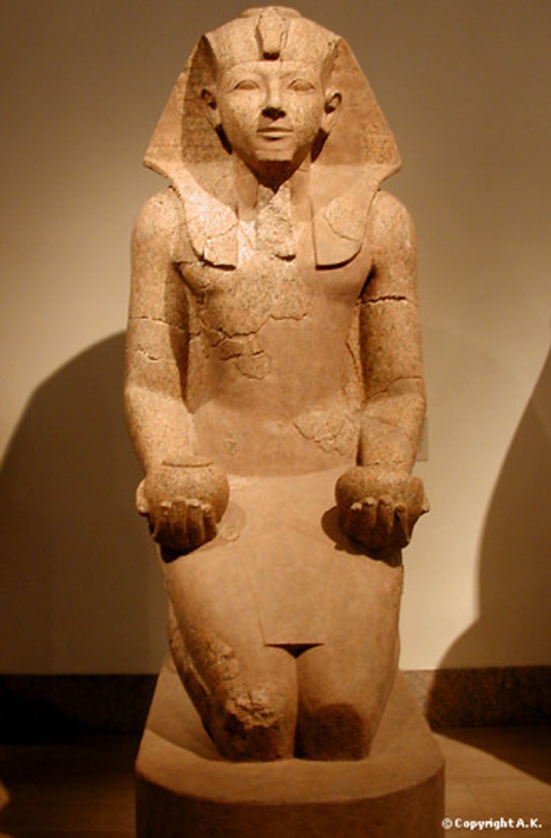 <p>Queen Hatshepsut with Offering Jars (from Mortuary Temple of Hatshepsut)</p>