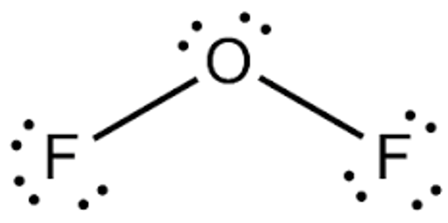 <p>Oxygen is the most electronegative so the dipole goes toward oxygen not fluorine</p>