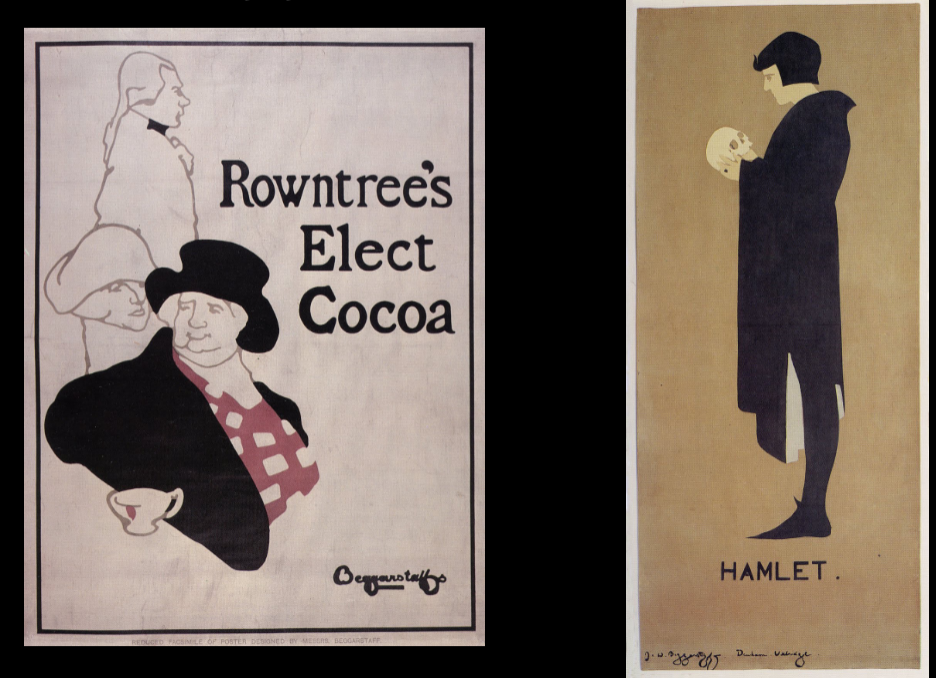 <p>English art nouveau, posed as brothers, James Pryde and William Nicholson, cut paper collages, successful art, but few clients, very modern designs, commercial failure didn’t last very long, inadvertently transformed into the history of poster art</p>