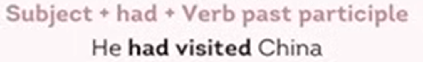 <p>An action that was finished before another past action. - ALWAYS SEE THE WORDS: has, have, had</p>