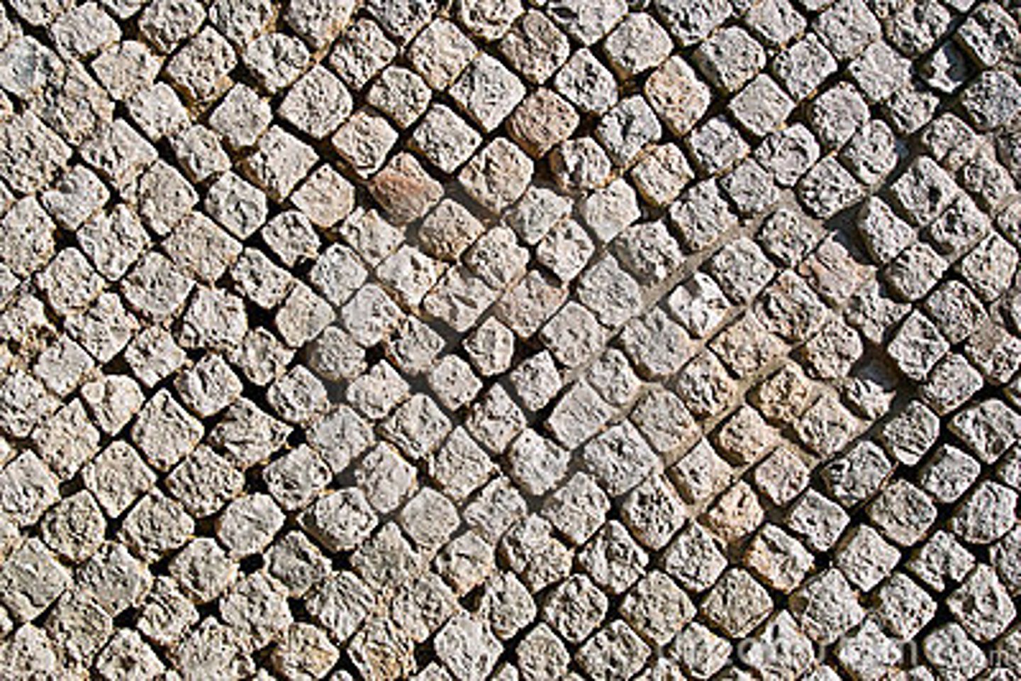 <p>an ancient Roman masonry wall faced with small pyramidal stones set diagonally with their square bases forming a netlike pattern</p>