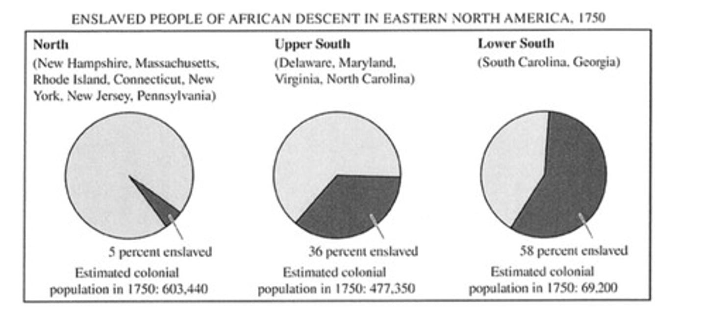 <p>The demographics of the lower South colonies in 1750 most directly contributed to which of the following conditions for enslaved people?</p><p>A. Frequent conversion to evangelical Christianity</p><p>B. Widespread opportunities for literacy</p><p>C. Extensive apprenticeships in skilled trades</p><p>D. Relative autonomy to preserve and adapt African traditions</p>