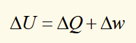 <p>Energy is conserved and heat and work are both forms of energy.</p><p>ΔQ: heat supplied TO system</p><p>Δw: work done ON system</p>
