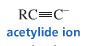 (metal is bonded with an alkyne via ionic bonds; the other carbon is bonded to an R group)