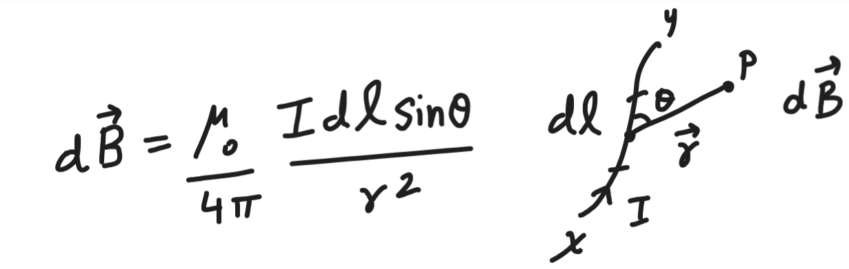 <p>magnetic field experienced at a point due to a current element is</p><p>inversly proportional to the square of the distance between the line joining the current element to the point</p><p>directly proportional to sin theta of the angle between the line joining the current element and point<br>directly proportional to the strength of the current flowing through the current element</p><p>directly proportional to the length of the current element</p>