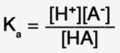 <p>Ka - the equilibrium constant describing the extent of dissociation fro a weak acid. Ka is measured in mol/L.</p>