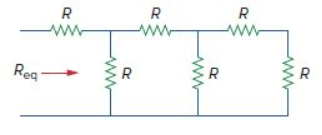 <p><span>All resistors (R) in the given figure are 4 Ω each. Find Req.</span></p>