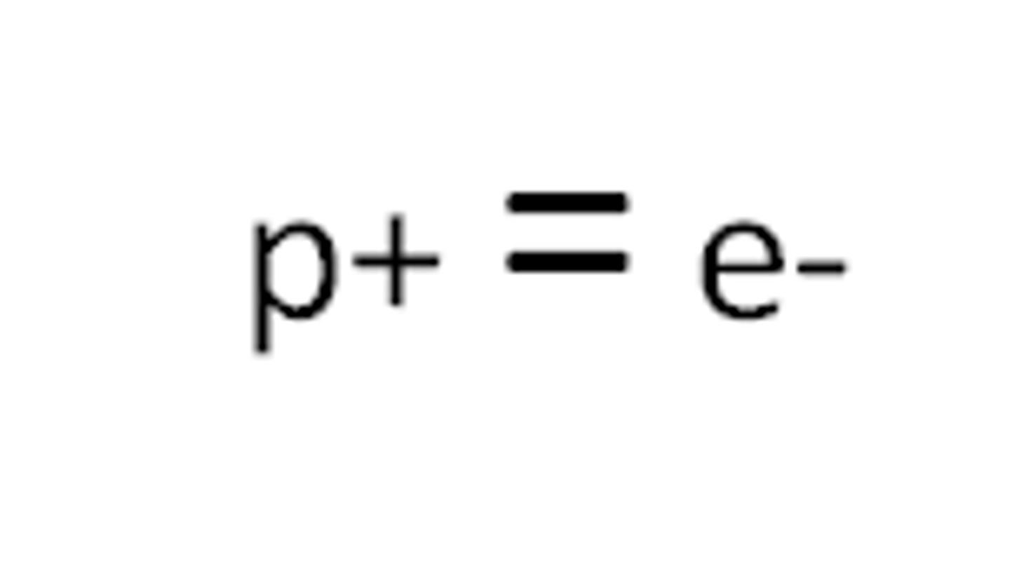 <p>same number of positive protons as negative electrons</p>