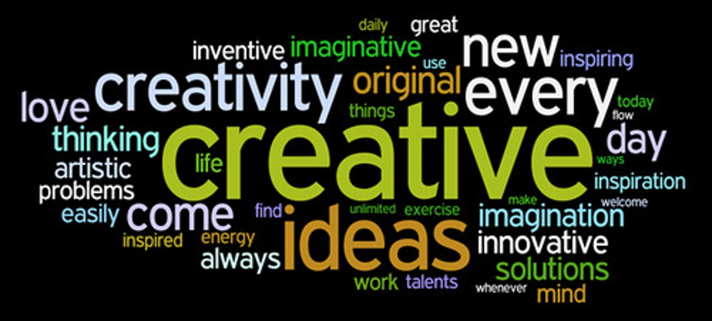 <p>The ability to make or bring a new concept or idea into existence; marked by the ability or power to create.</p>