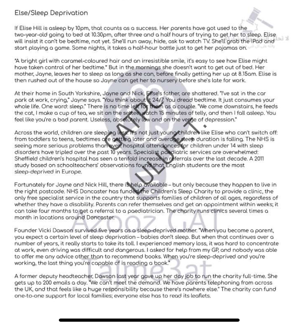 <p>How does Vicki Dawson relate to sleep deprivation?</p>