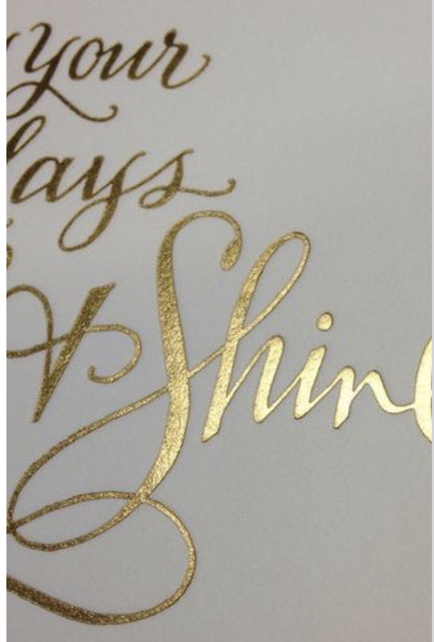 <p><span style="color: rgb(0, 0, 0);">is a process that involves a heated plate striking a metallic or pigmented foil, forcing it into the paper, making it permanently adhere to the surface.</span></p><p><span style="color: rgb(0, 0, 0);">-Shinier than metallic ink</span></p>