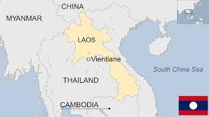 <p>Landlocked country surrounded by Vietnam and Thailand</p>