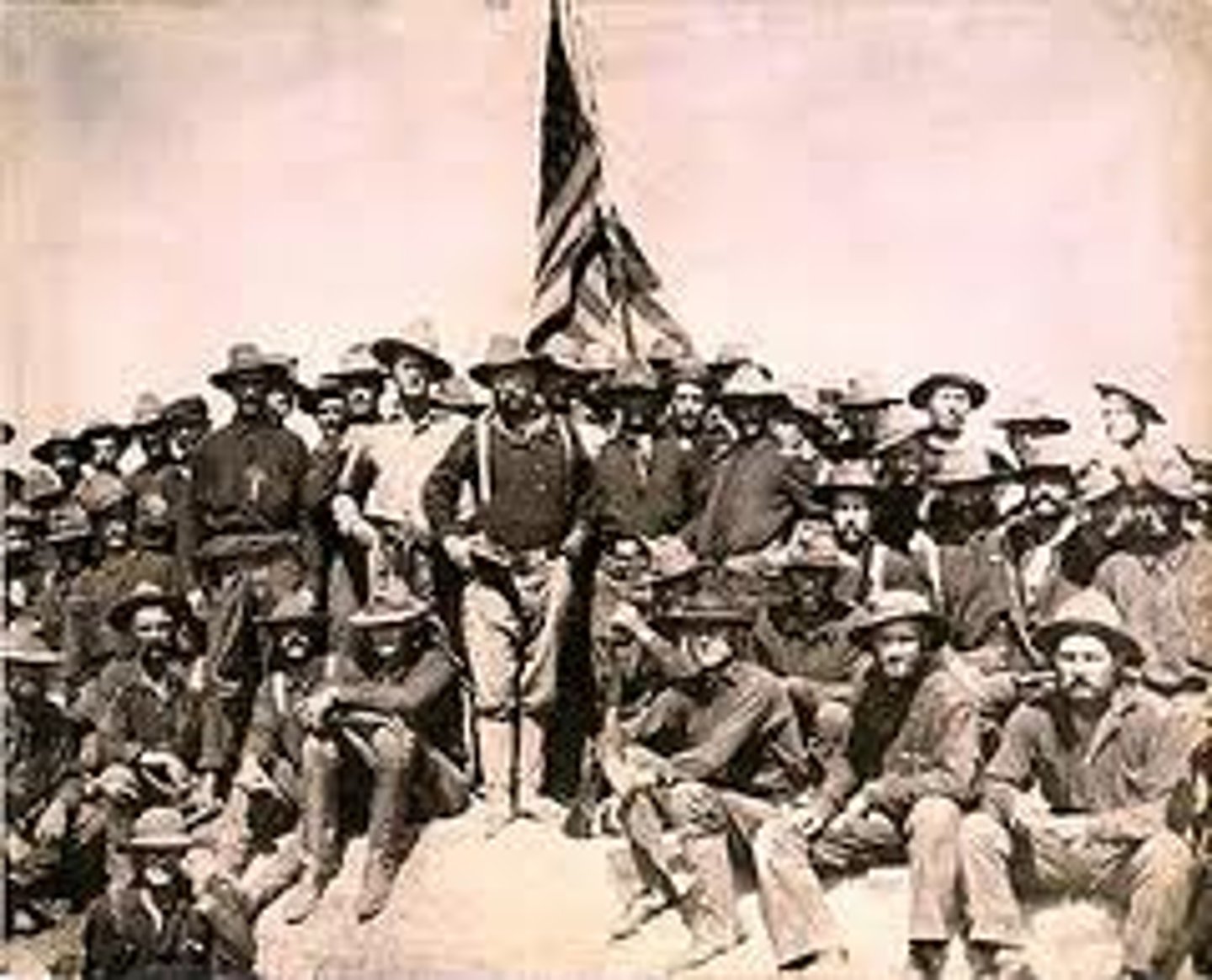 <p>Volunteer regiment of US Cavalry led by Teddy Roosevelt during the Spanish American War</p>