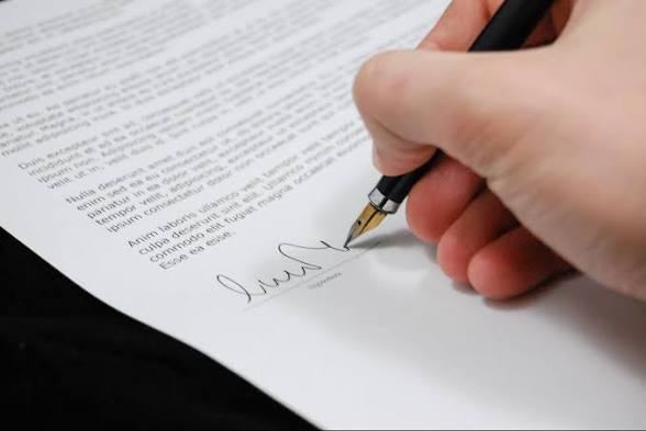<p>To sign with</p><p>I had to sign with my signature on a paper</p>