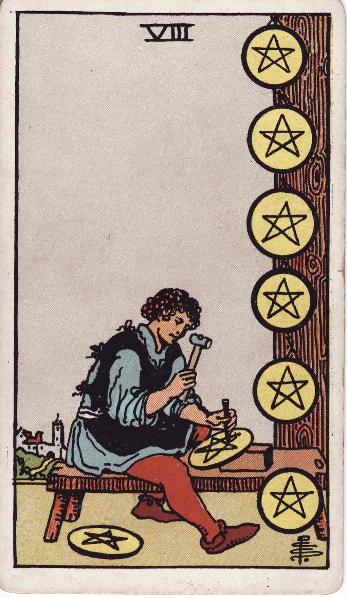 <p>Eight of Pentacles</p>