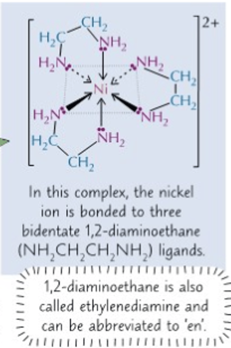 <p>- 1,2-diaminoethane is neutral therefore the overall charge stays as 2+</p><p>- Each ligand forms two coordinations bonds therefore the coordiantion number is 6</p>