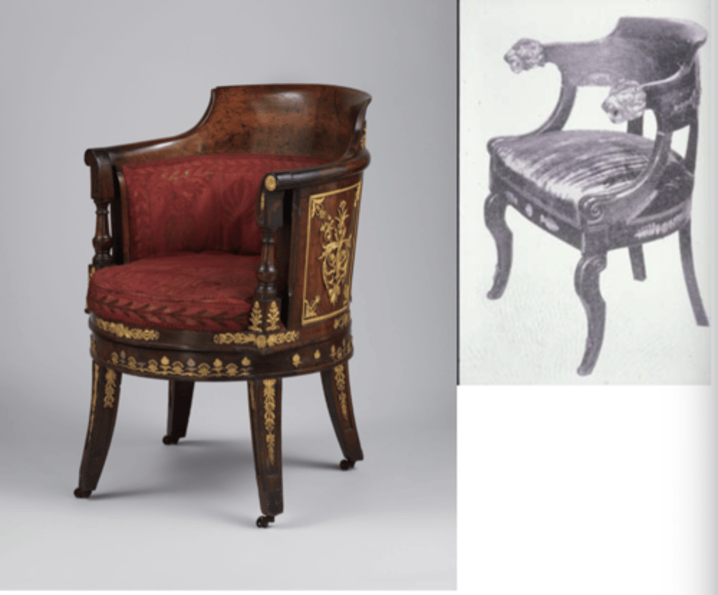 <p>A chair or sofa with the arms and back forming a continuous curve.</p>