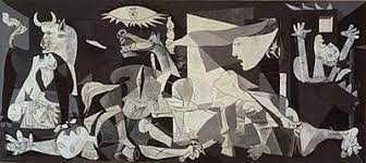 * monochromatic (convey starkness of war)
* bombing during Spanish Civil War, portrays violence
* bull (spanish symbol), horse, screaming women, dead baby, dismember soldiers and flames
* raised funds for Spanish war relief