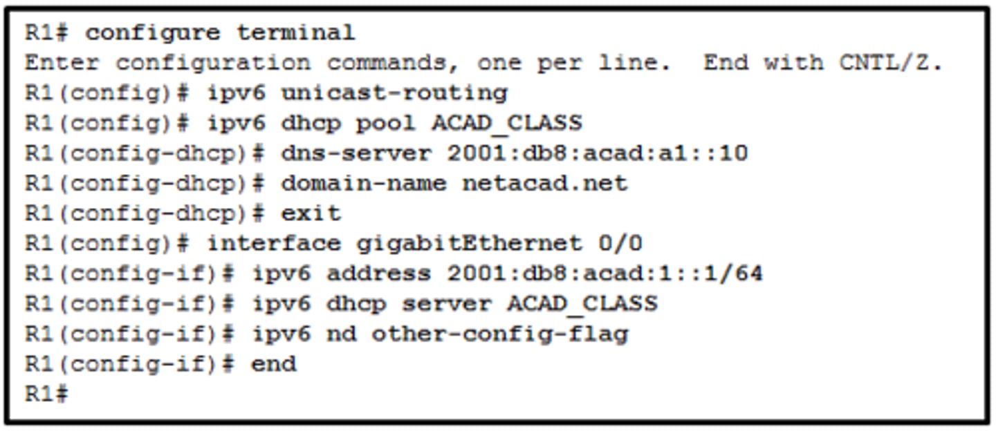 <p>The router is configured for stateless DHCPv6 operation.</p>
