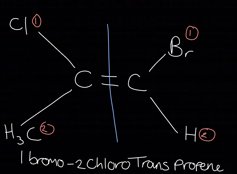 <p>Chlorine is higher priority because it has the highest atomic mass (out of chlorine and Methyl)</p><p>Bromine is higher priority because it has the highest atomic mass (out of bromine and hydrogen)</p>