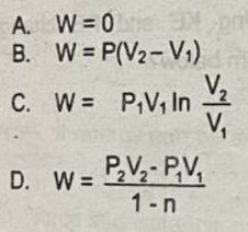 <p><span>In a closed system (with a moving boundary) which of the following represents work done during an isothermal process?</span></p>