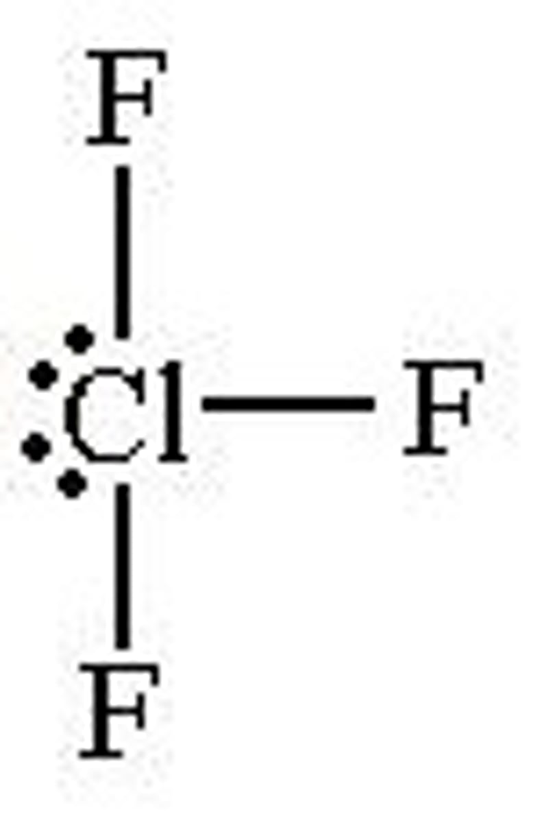 <p>3 bond pairs, two lone pairs. 90 and 180.</p>
