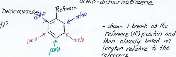 <p>Pre-fix for disubstituted benzene derivative. </p><p>Meaning branches at reference point and at one that is two points away. </p>