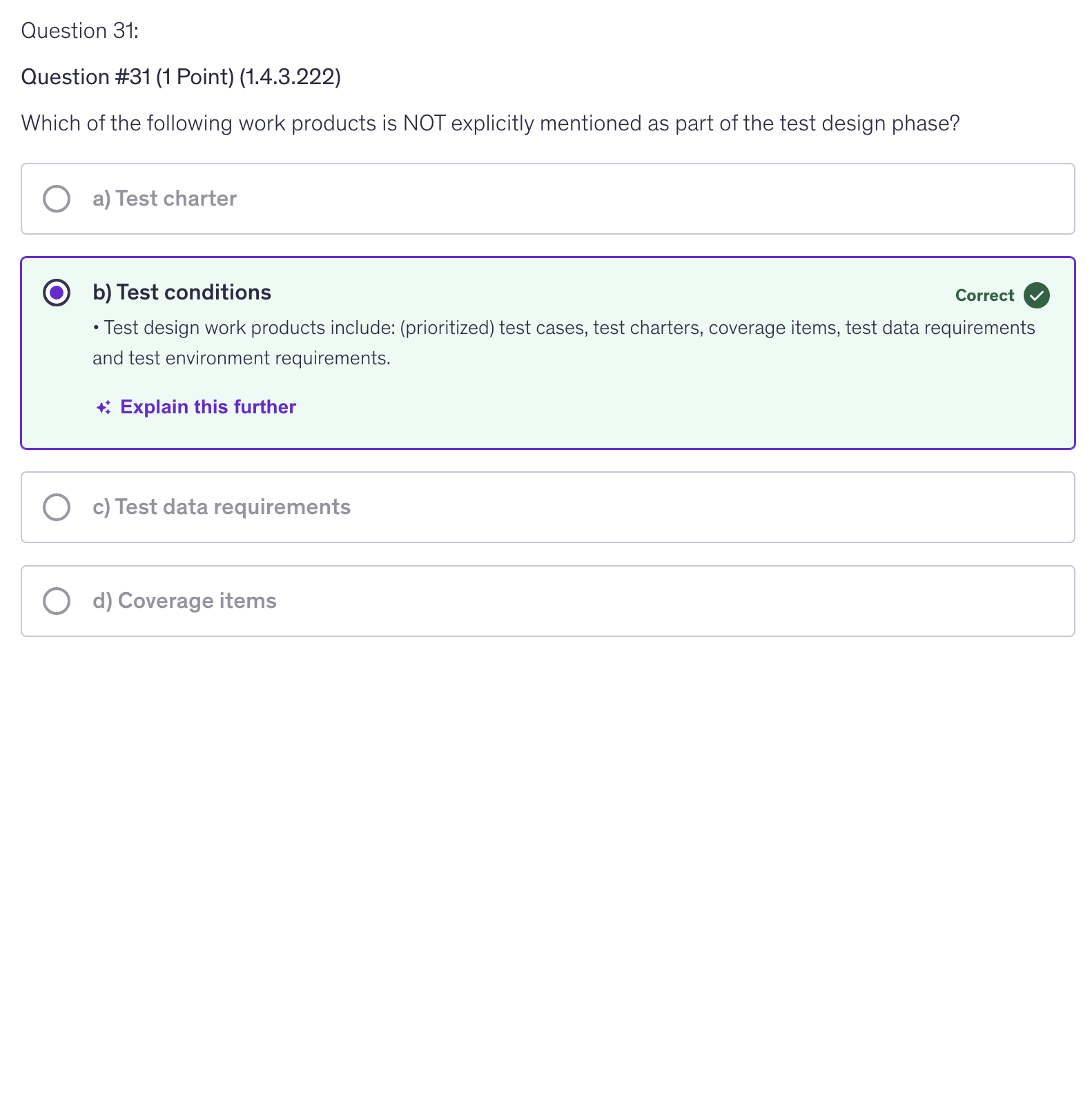 <p>b) Test conditions</p>