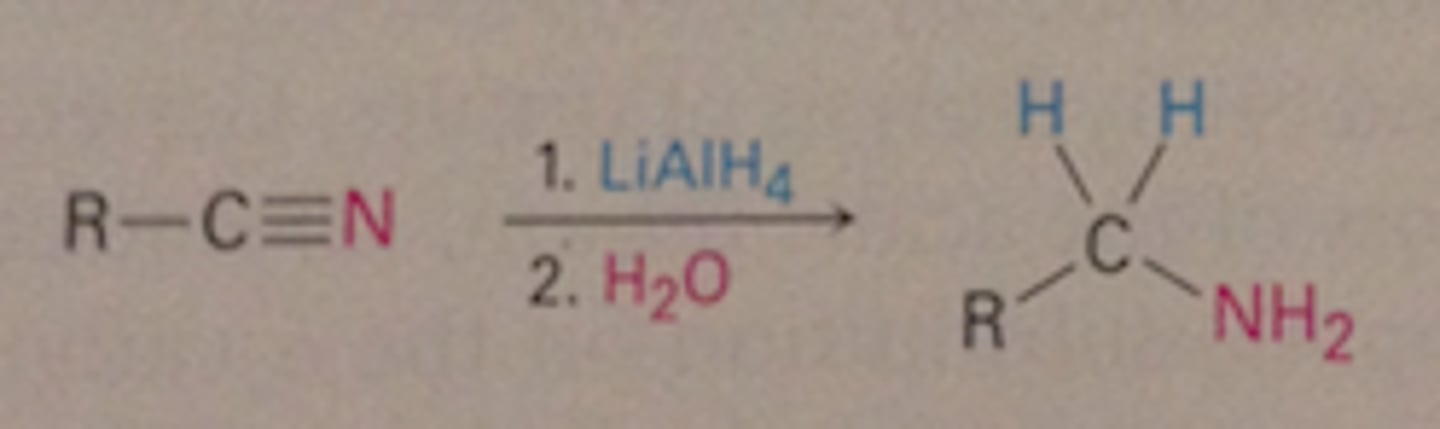 <p>Nitriles reduced to amines</p>